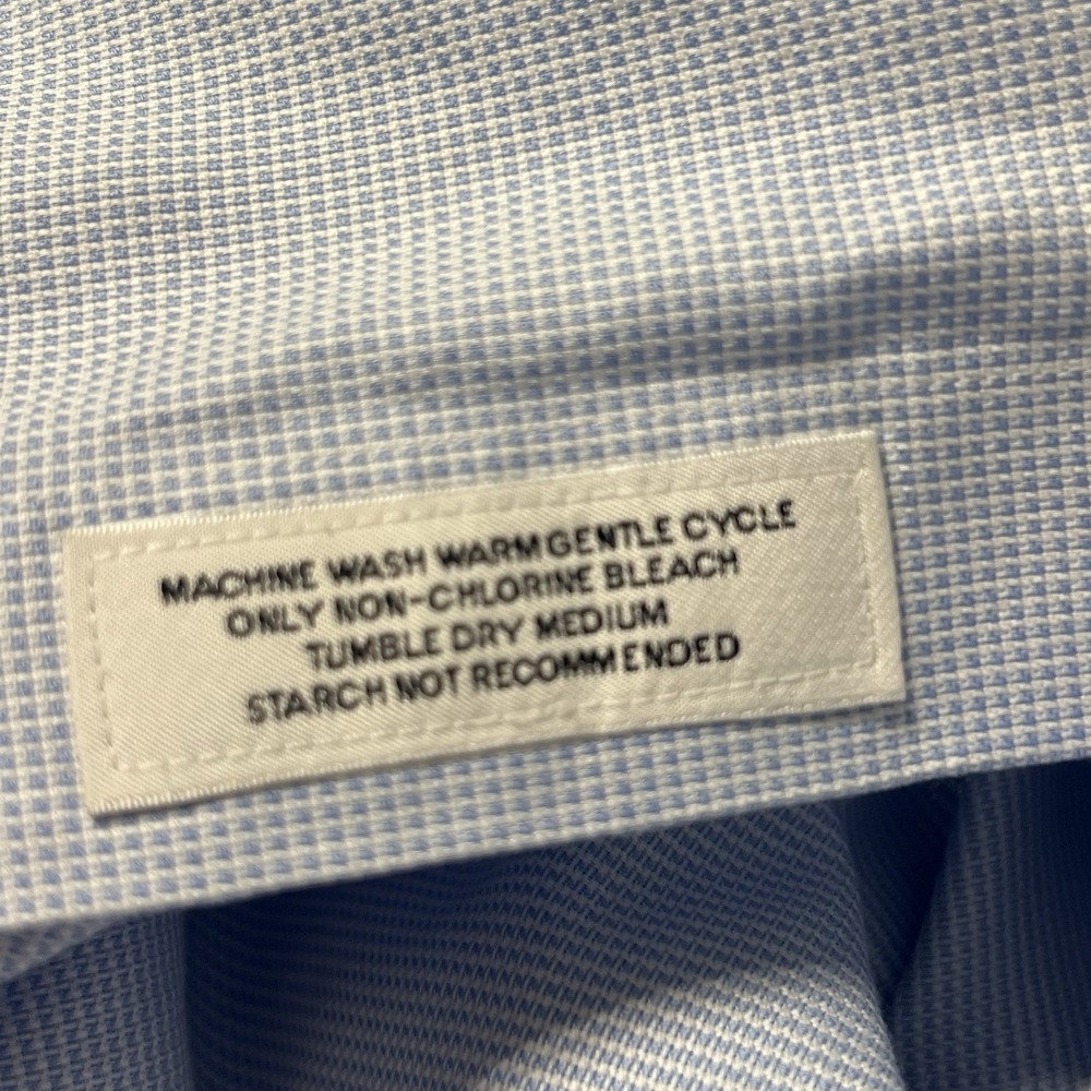 Cremieux Mens Large Long Sleeve Button Up Down Dress Shirt Blue Pima Cotton 17.5 - Picture 4 of 5